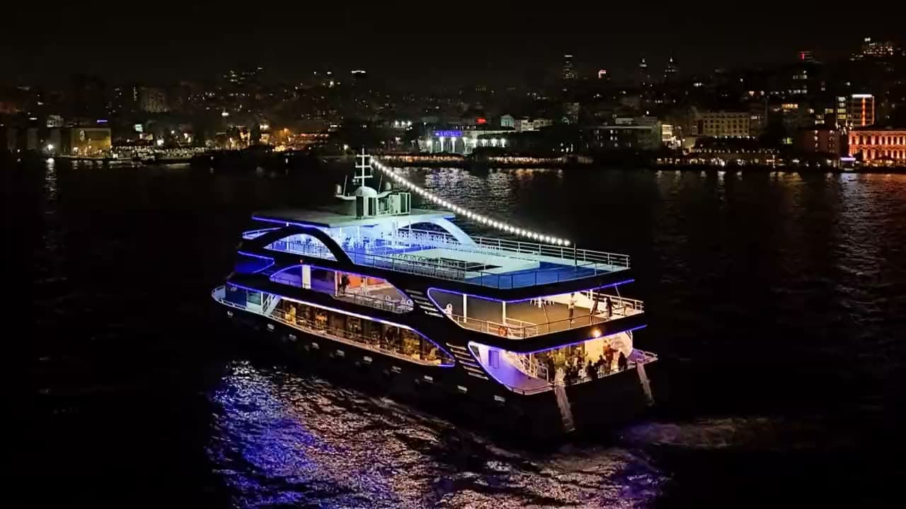 Touronic Cruise ship on the Bosphorus at night